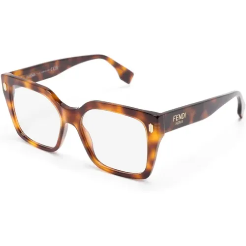 Braun/Havanna Optische Brille Stilvoll und vielseitig , Damen, Größe: 53 MM - Fendi - Modalova