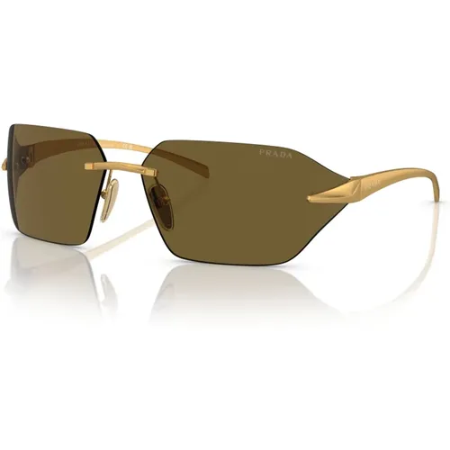 Stylish Sunglasses in Satin Gold , male, Sizes: ONE SIZE - Prada - Modalova