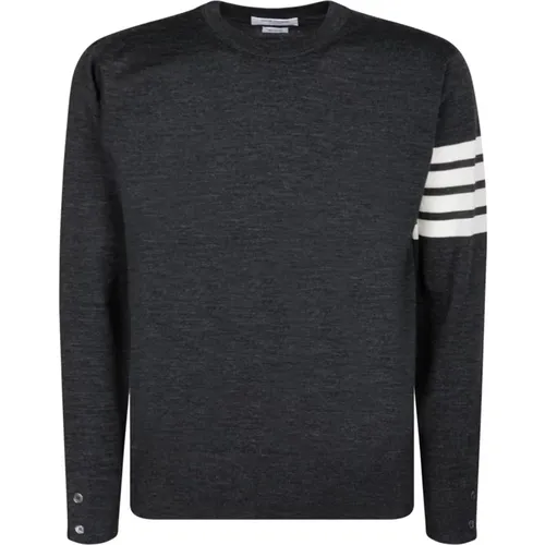 Dark Grey 4-Bar Pullover Sweater , male, Sizes: M, L, XL - Thom Browne - Modalova