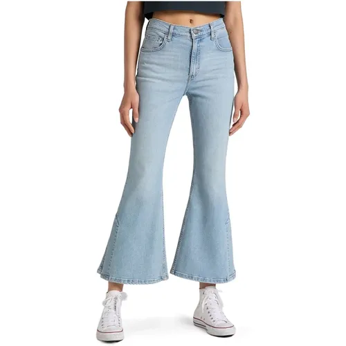 Hellblaue Jeans mit Reißverschluss und Taschen , Damen, Größe: W32 L31 - Lee - Modalova