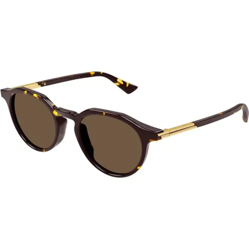 Oval Acetate Sunglasses in Tortoise , unisex, Sizes: 49 MM - Bottega Veneta - Modalova
