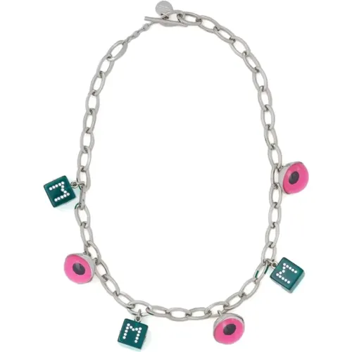 Pink Flower Malachite Necklace , unisex, Sizes: ONE SIZE - Marni - Modalova