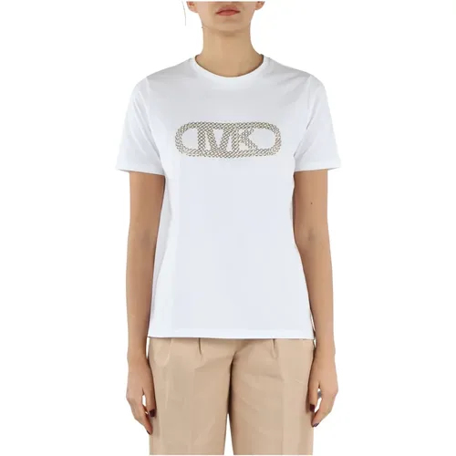 Organic Cotton T-Shirt with Metal Details , female, Sizes: XS, M - Michael Kors - Modalova