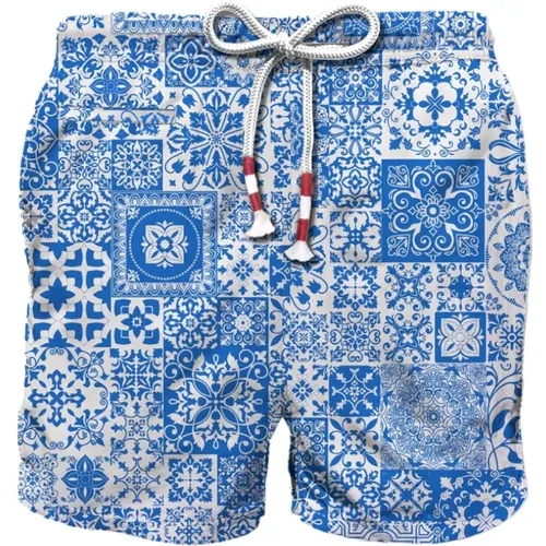 Maj Patch Swim Shorts Bandana , male, Sizes: L, M - MC2 Saint Barth - Modalova