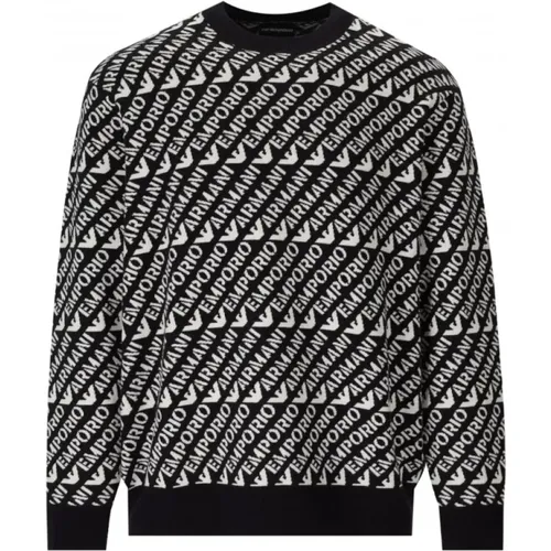 Monogram Pattern Sweater in , male, Sizes: L - Emporio Armani - Modalova