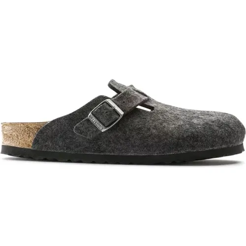 Anthracite Wool Felt Unisex Clogs , female, Sizes: 6 UK, 7 UK, 5 UK, 8 UK, 11 UK, 4 UK, 3 UK - Birkenstock - Modalova