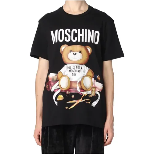 Schwarze T-Shirts und Polos , Herren, Größe: XL - Moschino - Modalova