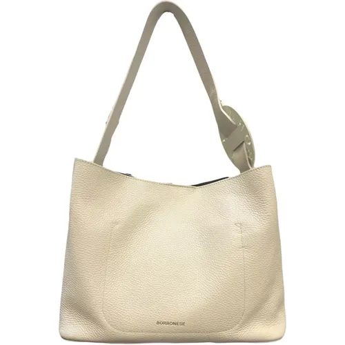 Leather Bucket Bag Cream , female, Sizes: ONE SIZE - Borbonese - Modalova