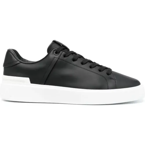 Niedrige Court Sneakers mit Logo-Patch , Herren, Größe: 41 EU - Balmain - Modalova