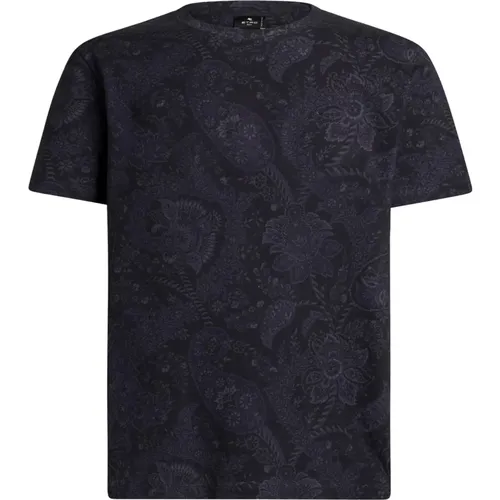 Blau Blumiges Paisley Print T-Shirt , Herren, Größe: L - ETRO - Modalova