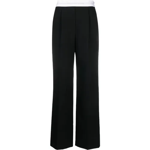 High Waisted Pleated Trouser With Logo Elastic , female, Sizes: 2XS - alexander wang - Modalova