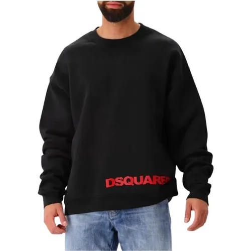 Schwarzer Crewneck Pullover mit Clean Look , Herren, Größe: XL - Dsquared2 - Modalova