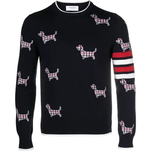 Hector Sweater with Striped Detail , male, Sizes: L, M - Thom Browne - Modalova