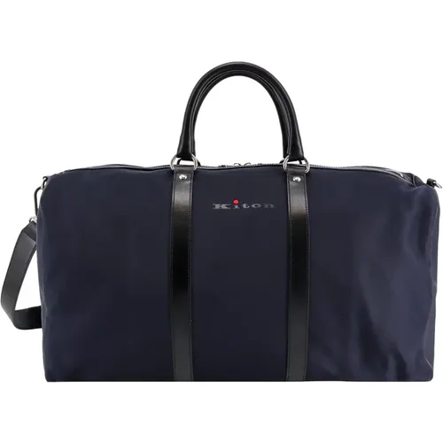 Blaue Reisetaschen mit Lederriemen - Kiton - Modalova