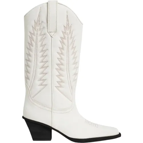 Beige Weiße Lederstiefel Texanisches Design , Damen, Größe: 42 EU - Paris Texas - Modalova