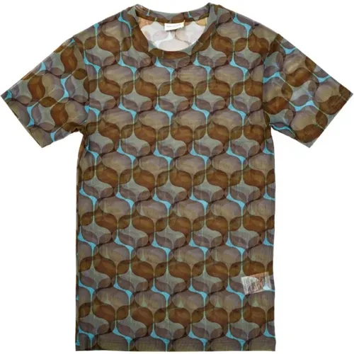 Silk Beige T-shirt with All-Over Print , male, Sizes: L, M - Dries Van Noten - Modalova