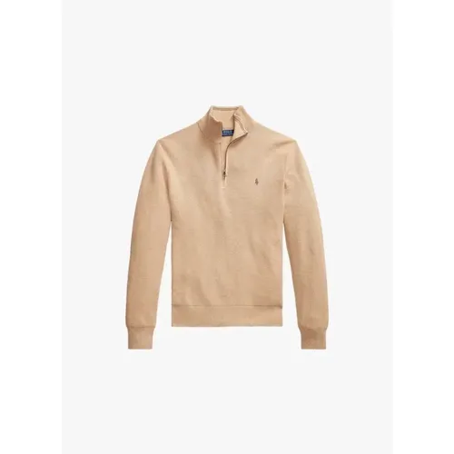 Zip Neck Polo Sweater Cotton Piqué , male, Sizes: 2XL - Ralph Lauren - Modalova