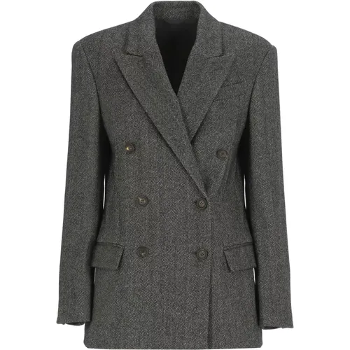 Graue Woll-Doppelreiher-Jacke Herringbone - BRUNELLO CUCINELLI - Modalova