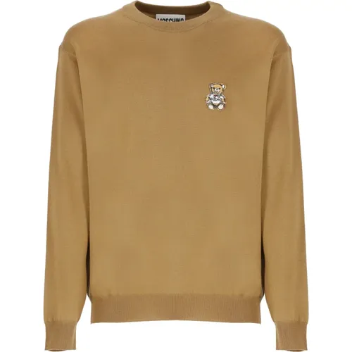 Brauner Pullover mit Teddybär-Logo , Herren, Größe: L - Moschino - Modalova