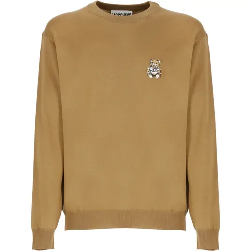 Brauner Pullover mit Teddybär-Logo , Herren, Größe: S - Moschino - Modalova