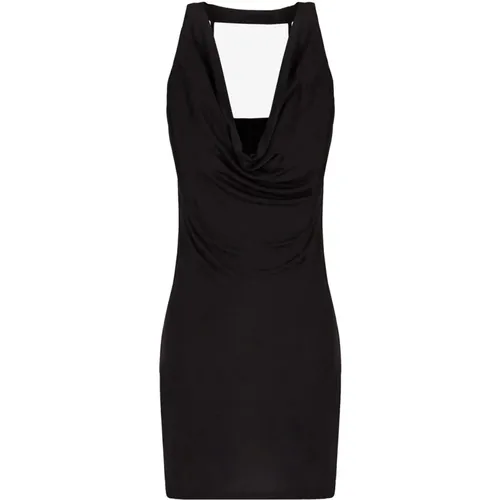 Schwarzes Mini Kleid Viskose Stoff , Damen, Größe: M - Armani Exchange - Modalova