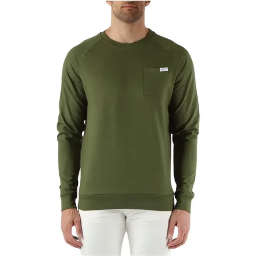 Cotton Crewneck Active Pocket Sweatshirt , male, Sizes: L, M - Aquascutum - Modalova