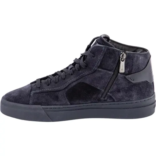 Blaue Flache Schuhe mit seitlichem Reißverschluss , Herren, Größe: 41 1/2 EU - Santoni - Modalova