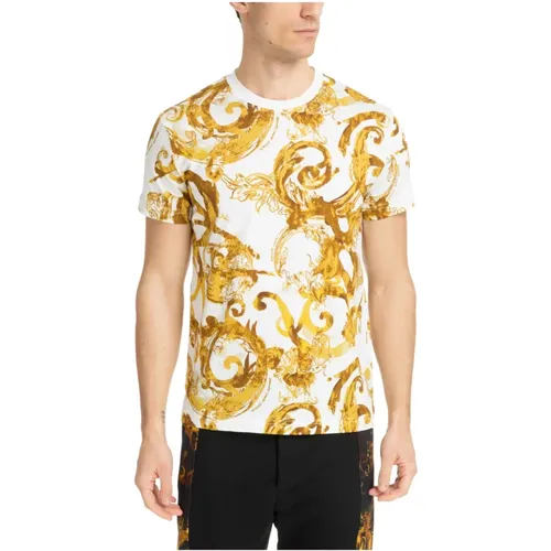 Abstract Multicolour Watercolour T-shirt , male, Sizes: L, M, XL, S - Versace Jeans Couture - Modalova