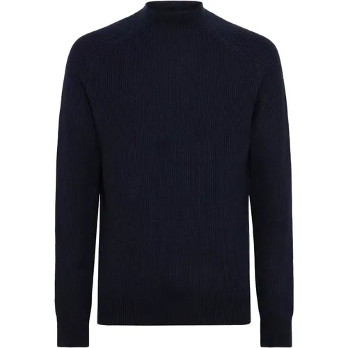 Merinowolle Mock Polo Neck Jumper , Herren, Größe: L - Boggi Milano - Modalova