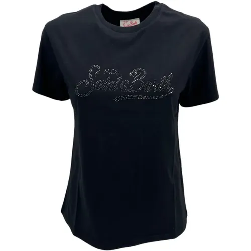 T-shirt with strass detail , female, Sizes: S, M, L - MC2 Saint Barth - Modalova