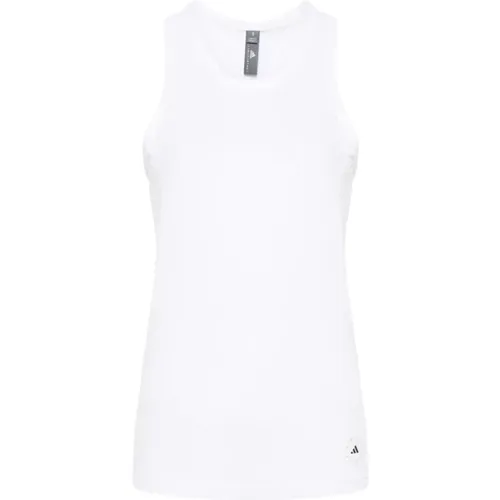 Weißes geripptes ärmelloses Top mit Racerback , Damen, Größe: M - adidas by stella mccartney - Modalova