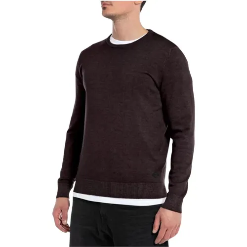 Regular Fit Plum Hemd , Herren, Größe: L - Replay - Modalova