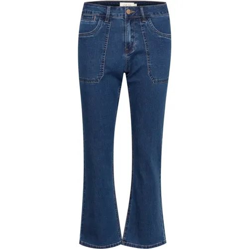 Bootcut Denim Hose Indigo Blau - Cream - Modalova