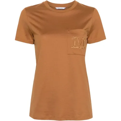 Leather T-shirt with Logo , female, Sizes: XS, S - Max Mara - Modalova