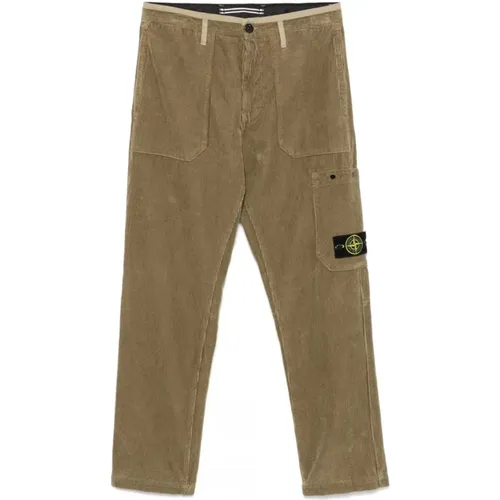 Corduroy Combat Trousers in Biscuit , male, Sizes: W34, W32, W36 - Stone Island - Modalova