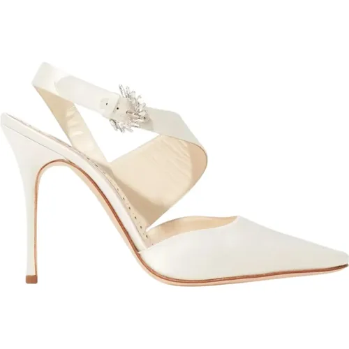 Cremefarbene Pumps mit Mandelzehen - Manolo Blahnik - Modalova