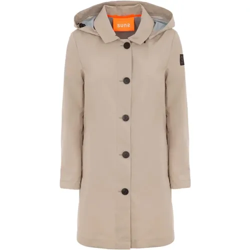 Trench Coat with Detachable Hood , female, Sizes: S, XS - Suns - Modalova