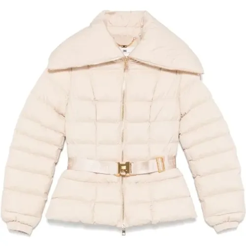 Goldener Reißverschluss Nude Steppjacke , Damen, Größe: XS - Elisabetta Franchi - Modalova