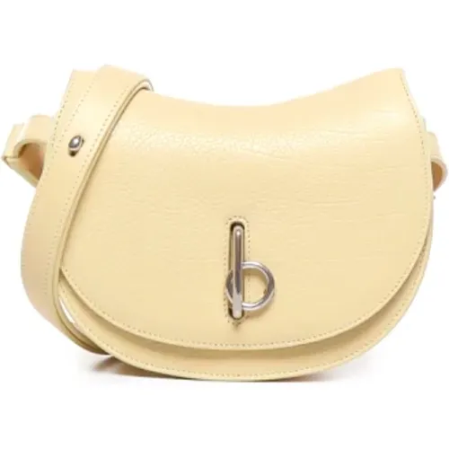 Beige Grained Leather Shoulder Bag , female, Sizes: ONE SIZE - Burberry - Modalova