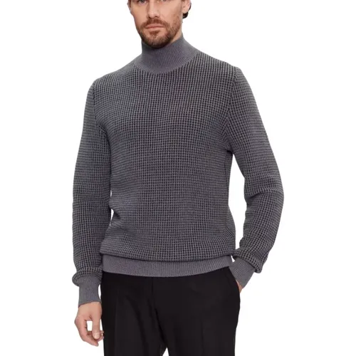 Grey Sweater with Mock Neck , male, Sizes: S - Hugo Boss - Modalova
