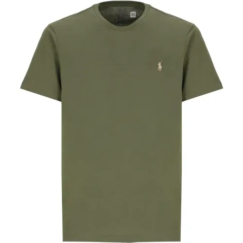 Grünes Baumwoll-Crew-Neck T-Shirt , Herren, Größe: 2XL - Ralph Lauren - Modalova