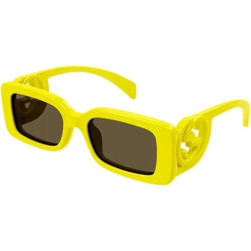 Gelbe Sonnenbrille mit Originalzubehör , Damen, Größe: 54 MM - Gucci - Modalova