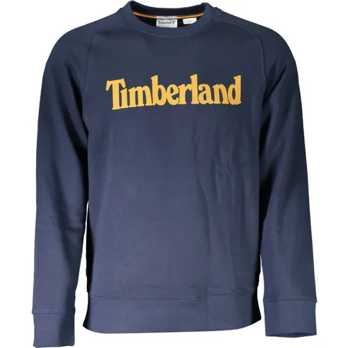 Blauer Langarm-Sweatshirt mit Druck , Herren, Größe: M - Timberland - Modalova