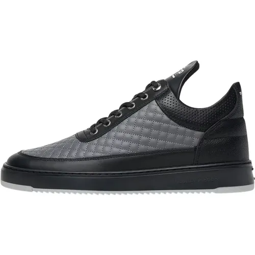 Low Top Quilted Dark Grey , male, Sizes: 7 UK, 9 UK, 12 UK, 11 UK, 6 UK, 8 UK, 10 UK - Filling Pieces - Modalova