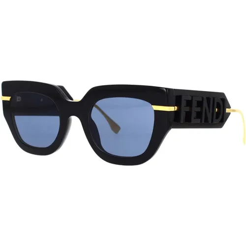 Glamorous Geometric Sunglasses with Blue Lenses , unisex, Sizes: 51 MM - Fendi - Modalova