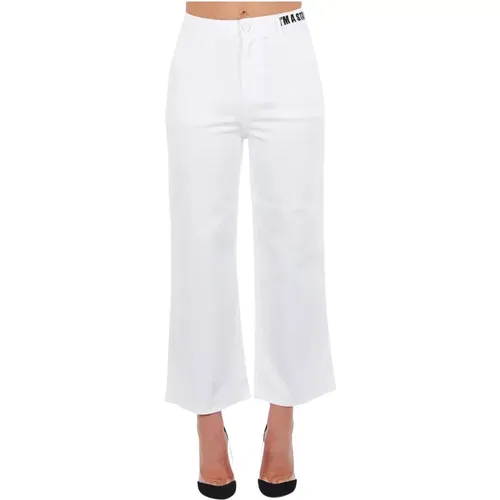 Weiße Baumwoll-Cropped-Hose Multipockets , Damen, Größe: M - Frankie Morello - Modalova