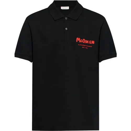 Schwarzes Polo-Shirt mit Logo-Print , Herren, Größe: M - alexander mcqueen - Modalova