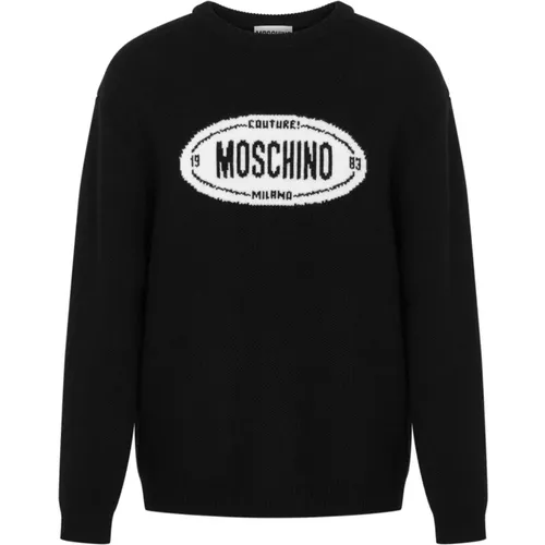 Logo Sweater Ribbed Knit , male, Sizes: L, M, XL - Moschino - Modalova