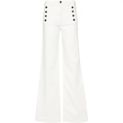 Weiße High-Waisted Flare Jeans , Damen, Größe: W28 - Twinset - Modalova