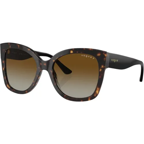 Trendy Polarized Sunglasses with Havana Frame , female, Sizes: 54 MM - Vogue - Modalova